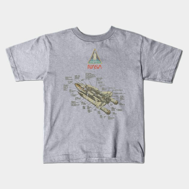 Vintage Space Shuttle Diagram Kids T-Shirt by JCD666